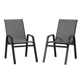 Gardeon 2PC Outdoor Dining Chairs Stackable Lounge Chair Patio Furniture Grey FF-B-STA-CHAIR-GE-X2