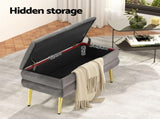 Artiss Ottoman Storage Foot Stool Velvet Grey OTM-RTA-04-VEL-GY