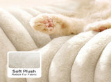 Luxurious Faux Rabbit Fur Plush Pet Sofa Bed with Bolster Sides, Removable Washable Cover and Deep V1341-ZY-9FNEFNJP-S-PINK