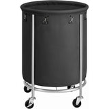 SONGMICS Laundry Basket with Wheels with Steel Frame and Removable Bag Black V227-8498101001330