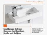Small Compact Bathroom Cloakroom Hand Wash Basin Sink Ceramic Wall Hung V63-952321