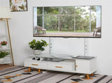 White Adjustable Free Standing TV Stand with Cable Management for TVs Size 32-100inch V767-U-700B-WT