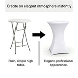 4-Pack White Stretch Cocktail Table Covers, Washable Fitted Spandex Covers for 80-85 x 110 cm High V1188-MS-731-004