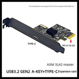 PCI-E 1X to Type-E Type-C Expansion Card USB3.2 GEN2 10Gbps ASM3142 Chip PCI-E to USB-C Adapter V1366-AZ2-W-16372