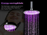 8 inch LED Rainfall Shower Head Round Shower Head Automatically RGB Color-Changing Temperature V1294-YM0901-H39369-1
