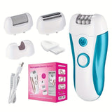 4-in-1 women's hair removal, electric epilator, shaver, foot file, trimmer, USB rechargeable, IPX6 V1347-111-56672-SKY-L