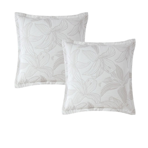 Platinum Collection Pair of Grace Dove Jacquard European Pillowcases 65 x 65cm V442-LED-PILLOWC-GRACE-DOVE-EU