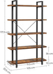 Bookshelf 5-Tier Industrial Stable Bookcase Rustic Brown and Black V178-11291