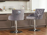 Elegant Swivel Bar Stool Velvet Airlift Counter Height Bar Kitchen Dining Chair - 1 unit V767-XJJ613-GY-G1
