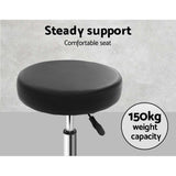 Artiss Salon Stool Round Swivel Chair Black SALON-B-RD-BK