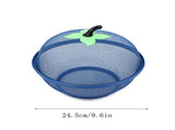 Mesh Fruit Basket with Lid,9.6in Apple Shaped Metal Storage Bowl,Fruit Fly Cover and Strainer for V1369-AZ3-W-14169