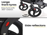 EQUIPMED Foldable Aluminium Walking Frame Rollator with Bag and Seat, Titanium Colour V219-EQHCRL11A