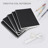 5Pcs A5 Black Spiral Notebook Blank Sketchbook Unruled Journal Pack Thick Blank Paper 50 Sheet 100 V1369-AZ3-W-15435