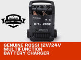ROSSI 280 Amp Car Battery Charger, 12v/24v Jump Starter, for ATV Boat Truck Tractor, 15A Plug V219-ATOCHG280ROSACAB