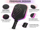 T700 Carbon Fibre Textured Pickleball Set - Black & Yellow Lightweight Pro Paddle with 2 Balls and V888-ELOSUNG55464-1