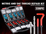Helicoil Thread Repair Kit, 338-Piece SAE and Metric Rethreading Tool Kit, M5, M6, M8, M10, M12, V952-LWXLBGYZ338P3OJ45V0