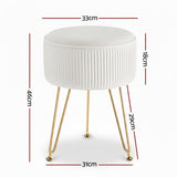 Artiss Ottoman Foot Stool Vanity Velvet Round White FS-B-02-VEL-WH