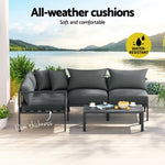 Gardeon 4 Seater Outdoor Sofa Set Aluminium Patio Furniture Setting 4PC Charcoal ALU-SOFA-AL-4PCS-CC