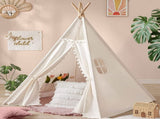 Xxl Kids Play Teepee Tent Indoor Boho Tent Foldable Tipi With Window/Pompom/Mat V767-XJJ162-NP