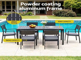 Gardeon Outdoor Dining Set 9PCS Aluminum Extendable Table Chairs Patio Furniture FF-DINING-9ALU-BK-ABC