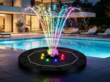Solar Water Fountain with LED Lights, 1800mAh Battery, 6 Spray Styles Floating Solar Pump for Bird V1192-AZ-W-19914