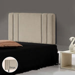 Linen Fabric Single Bed Deluxe Headboard Bedhead - Beige V63-821533