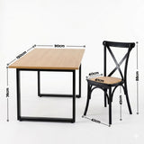 Artiss Dining Table and Chairs Set 5PCS Industrial 4 Black Rattan Chairs for Kitchen, Dining Room, DSET-TAB01-RA-BKX4