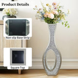 30-Inch Tall Double Sided Crushed Diamond Floor Vase Large Mirrored Silver Crystal Dcor V767-HP-ZZ1872