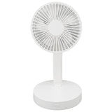 USB Desktop Fan Foldable Rechargeable Battery Makeup Mirror Function Bottom Silicone 3 Speeds White V1294-YM0523-3113220054311