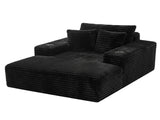 Artiss Sofa Bed Lounge Chair Sleeper Couch Chaise Single Seater Faux Fur Black SB-COMP-CHA-CH-BK
