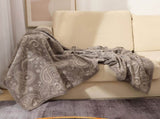 Brown Luxurious Paisley Jacquard Throw Blanket - Soft Wool Blend with Tassels, 120x150cm, V888-ELOSUNG27666