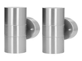 2Pcs GU10 Stainless Steel Outdoor Wall Sconce Waterproof LED Cylinder Up Down Wall Light for Yard V1294-YM0715-3119210323211