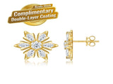 Snowflake-Designed Moissanite Stud Earrings in 925 Silver with Double Gold Plating, Featuring 14 V1341-ZY-P8UQDAGA-MOISSANITE-PREMIUMS925