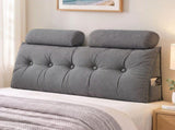 Artiss Headboard Pillow Double Wedge Backrest Triangular with 2 Cushions Grey BED-HEAD-TRAR-D-GY
