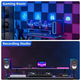 12 Self-Adhesive Acoustic Panels, 30x30x5cm, Black Sound-Absorbing Foam for Effective Sound V1188-MS-325-0017