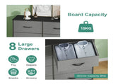 Grey Tallboy Chest of 8 Drawers Storage Cabinet for Bedroom and Living Room V178-59308