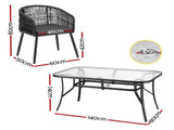 Gardeon 5PC Outdoor Dining Set Table and Chairs Garden Patio Furniture Bistro Set Black FF-DINING-WD-BK