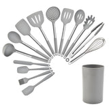 Silicone Fork and Ladle Spoon Set, Large Non Stick Kitchen Utensils for Cooking,Stirring,Serving , V1192-AZ-W-15963