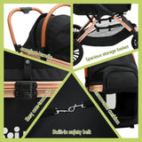 i.Pet Pet Dog Stroller Pram Large Cat Carrier Travel Pushchair Foldable 4 Wheels PET-STROLLER-106-BK