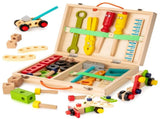 Tool Kit for Kids, Wooden Toddler Tools Set Including Tool Box , Montessori Educational Construction V1370-AZ4-06075