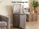 Cefito 15L Pedal Rubbish Bin Slim Carbon Steel Garbage Bin for Home Grey RB-15L-1C-GY