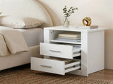 Artiss Queen Bed Frame with Storage and Bedside Table Set Boucle Fabric Gas Lift Bed Base 2-Drawer BFRAME-SET-ELLA-SIDE-SHELF