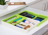 Green Telescopic Cutlery Storage Tray, PP Plastic Organizer for Easy Utensil Storage and Kitchen V1370-AZ4-08792