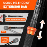 3Pc 1/4" Drive Click Torque Wrench Ratchet Socket Adaptor Extension WorkShop V465-81035
