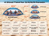 Beach Tent Sun Shelter for 6 Person, UPF 50 Protection, Portable Sun Shade Canopy with Carrying Bag V952-BXSHTZPDBJC6IOET9001V0