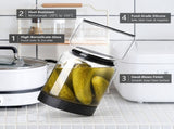 Borosilicate Glass Pickle Jar with Strainer and Leak-Proof Lid, Hourglass Fermentation Container for V1341-ZY-359AR7Z8-KHAKI-9524CM1340ML