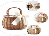 Picnic Basket Rattan Flower Basket, Handwoven Wicker Flower Candy Storage Basket with Handle for V1366-AZ2-W-04613