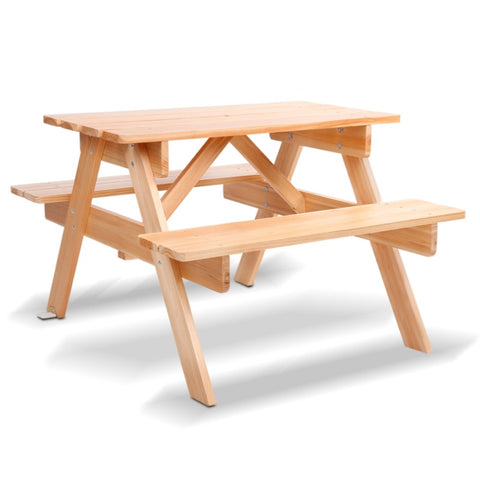 Keezi Kids Outdoor Table and Chairs Picnic Bench Set Children Wooden ODF-KID-PICNIC-NW