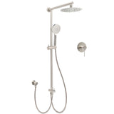 Brushed Nickel Round 8" Rain Head Shower Handheld Sliding Rail Arm Mixer 2in1 Set V1233-SC842BSHR002M4CNKSR108NKRD201N