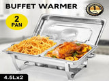 Alston 4.5LX2 Chafing Dish Set, Premium 410 Stainless Steel Buffet Warmer, Bain Marie Food Server XFYA-BW-2T